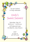 Flowers and Butterflies Ivory Sweet 16 Birthday Invitation