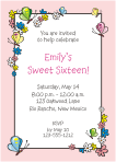 Flowers and Butterflies Pink Sweet 16 Birthday Invitation