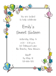 Flowers and Butterflies Sweet 16 Birthday Invitation