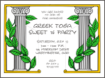 Greek Toga Party Sweet Sixteen Invitation