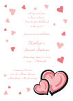 Hearts, Pink Sweet 16 Party Invitation