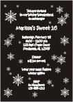 Snowflakes, black, Sweet 16 Birthday Invitation