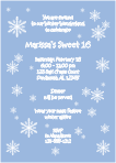 Snowflakes, blue, Sweet 16 Birthday Invitation