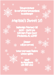 Snowflakes, pink, Sweet 16 Birthday Invitation