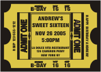 Sweet 16 Ticket, Black and Gold, Birthday Invitation