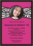 Zebra Stripes, Magenta, With Ribbon, Sweet 16 Birthday Invitation