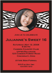 Zebra Stripes, Red, with Ribbon, Sweet 16 Birthday Invitation