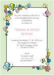 Flowers and Butterflies Green Border Invitation