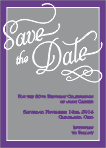 Aphrodite Purple Silver White Save the Date Announcement