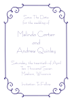 Scrollwork-Navy Save the Date Announcement